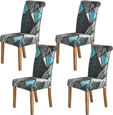 Immagine prodotto di Ibenzoa® Set di 4 copri-sedia elasticizzati – rimovibili e lavabili, 92% poliestere/8% Spandex, elasticizzati e traspiranti, ideali per sala da pranzo, ristorante e matrimoni