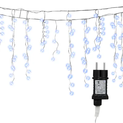 Produktbild von Clanmacy 5M LED Eisregen Lichterkette Innen Kaltweiß Lichtervorhang 200 LEDs Eiszapfen Weihnachtsbeleuchtung 8 Modi Weihnachtsdeko Party Garten