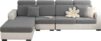 Produktbild von (Grau, Chaiselongue) Couchkissenbezüge für Schnittsofas, elastischer, weicher, rutschfester Sofabezug, Möbelschutz, Sofabezug, Sofabezug, Möbelschutzbezug