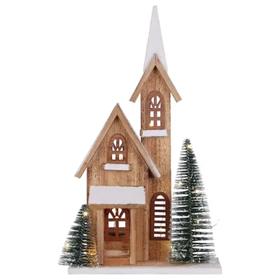 Obrázek produktu pro Domek bożonarodzeniowy z choinką dekoracyjny LED 24x9x42 cm