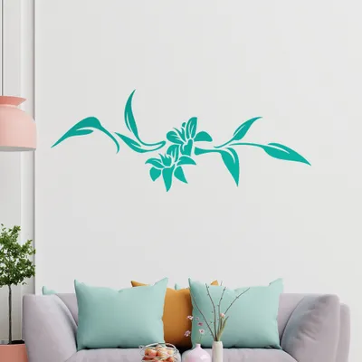 Produktbild von Blumen - Linien Wandtattoo in 6 Größen - Wandaufkleber Wall Sticker - Dekoration, Küche, Wohnzimmer, Schlafzimmer, Badezimmer