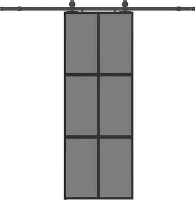 Obrázok produktu pre vidaXL Posuvné dvere s kovaním čierne 76x205 cm tvrdené sklo