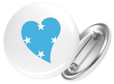 Produktbild von Huuraa Button Mikronesien Flagge Herz 25mm rund mit Sicherheitsnadel Ansteckbutton Geschenkidee