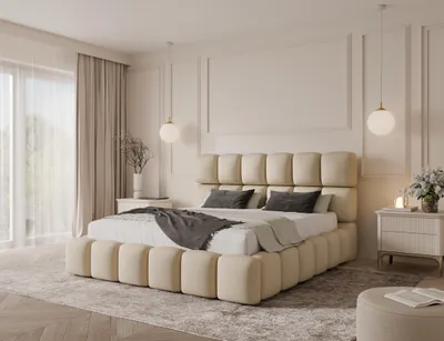 Produktbild von Emlar Polsterbett Tessa 140x200 cm - Bubble Bett mit Bettkasten & Metalllattenrost - Velvet-Stoff - Doppelbett mit Stauraum Beige (Magic Velvet 2250)