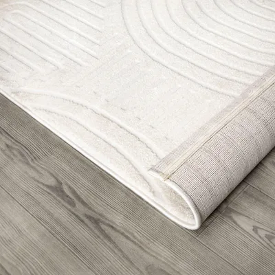 Produktbild von TT Home Wohnzimmer Teppich Kurzflor Boho Skandi Bogen Motiv Unifarben Hoch-Tief-Effekt Größe 120x170 cm