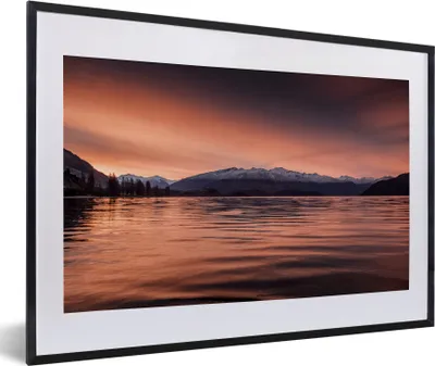 Produktbild von MuchoWow® MuchoWow® Gerahmtes Poster See - Berg - Himmel 60x40 cm - Poster mit zchwarzem Bilderrahmen - Schlafzimmer - Plakat in Rahmen - Drucken