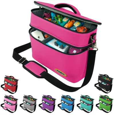 Produktbild von PUNALU Toniebox Tasche XL kompatibel mit Toniebox 1 & 2 – Platz für bis zu 68 Hörfiguren, Kopfhörer & Ladestation – Gepolsterte Transporttasche – Pink