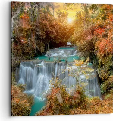 Produktbild von Bild auf Leinwand - Leinwandbild - Park Wasserfall Wasser - 70x70cm - Wand Bild - Wanddeko - Leinwanddruck - Bilder - Kunstdruck - Wanddekoration - Leinwand bilder - Wandkunst - AC70x70-3995