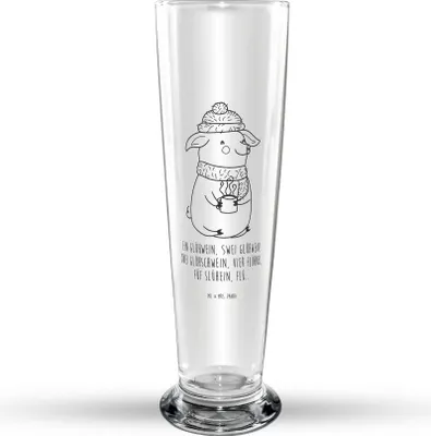 Produktbild von Mr. & Mrs. Panda Trinkglas Schweinchen Glühwein - Transparent - Geschenk, Glasbecher, Bier Glas, Spruch, Glasbierglas, Bierbecher, Weihnachtsmarkt, Betrunken, Weihnachten