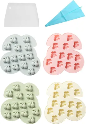Produktbild von 4 Stück 3D-Kirsch-Silikonform Mit 14 Mulden Für Fondant, Schokolade, Süßigkeiten, Gummipaste, Polymerton, Harz, Küche, Backen, Zuckerhandwerk, Kuchen, Cupcakes, Dekorationswerkzeuge
