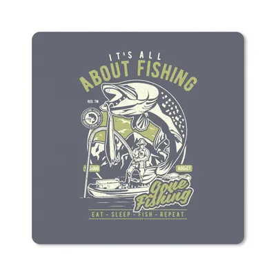 Produktbild von MuchoWow® Mauspad Mousepad Fisch - Rute - Retro 20x20 cm - Mousepads - Maus Mat - Pad - Mausunterlage - Desk Mat - Bureauartikeln