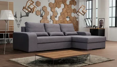 Produktbild von AX LIVING Ecksofa grau mit Schlaffunktion Veroneso graue Eckcouch 285R