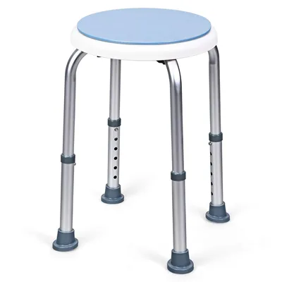 Produktbild von GOPLUS Duschhocker aus Alu 360° Drehbar, Duschstuhl 6- Fach Höhenverstellbar, Badhocker, rutschfest, Belastbar bis 120 kg