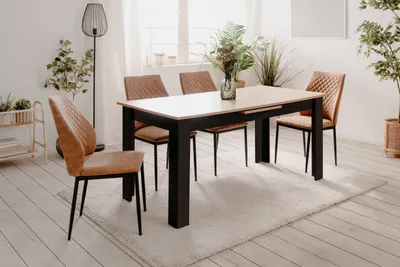Produktbild von Kulissentisch >Birmingham< ausziehbar bis 200cm, in Artisan Eiche Nachbildung / Schwarz - 160/200x75x80 (BxHxT)