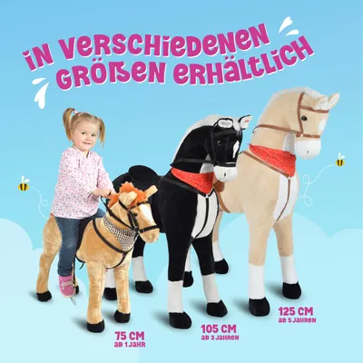 Produktbild von Jolly Stehpferd 75 cm, Plüsch-Fell, handgearbeitet, mit Sound und kämmbarer Mähne & Schweif