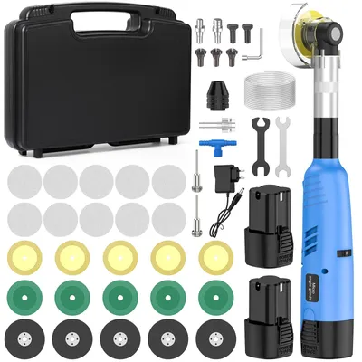 Immagine prodotto di Levigatrice elettrica angolare - 200 W - 7 livelli di velocità - 90° - Adatta per piastrelle e Vetroceramica - Per levigatura e lucidatura - 2 batterie