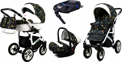 Produktbild von BabyLux® Tropical | 4in1 Kinderwagen Set | Gold Deer | Kombikinderwagen | Kinderwagenset | Isofi