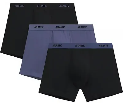 Produktbild von Lange Boxershorts Atlantic mit Komfort Schwarz Blau Baumwolle Elasthan XL