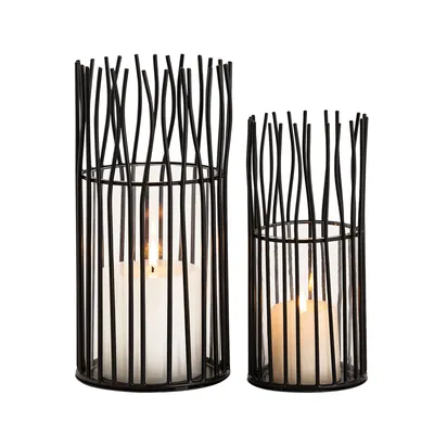 Zdjęcie produktu dla Zestaw lampionów 2-częściowy świecznik na tealight Loft srebrny świecznik