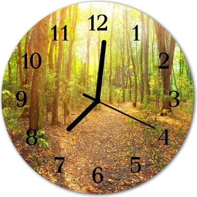 Produktbild von Glasuhr Wanduhr Küchenuhr Echt-Glas 30fi cm Wald Weg mehrfarbig