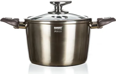 Image de BANQUET Marmite avec surface antiadhésive METALLIC PLATINUM 20 x 13,5 cm, 3,6 l, avec couvercle