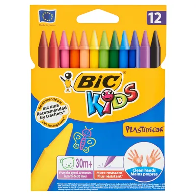 Produktbild von BIC KIDS Wachsmalkreide Plastidecor 12er Kartonetui