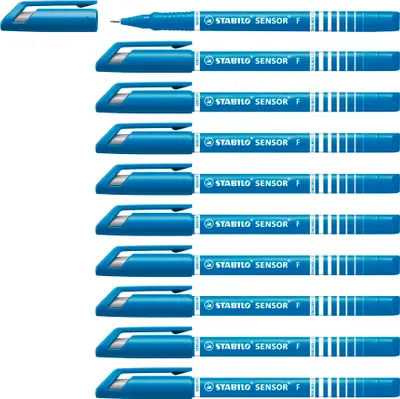 Produktbild von STABILO Fineliner mit gefederter Spitze - SENSOR F - fein - 10er Pack - türkis