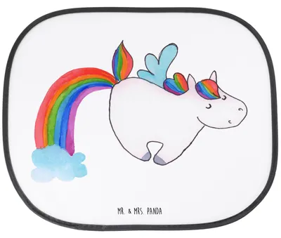 Produktbild von Mr. & Mrs. Panda Auto Sonnenblende Einhorn Fliegendes Pferd - Weiß - Geschenk, Sonnenschutz Seitenscheibe, Unicorn, pkw, Regenbogen, Kfz, Glitzer, Realität, Spielen