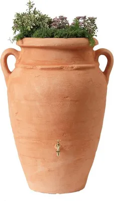 Produktbild von Set Amphore Antik – Pflanzkübel + Auffangbehälter + Wasserhahn – 360 l Terrakotta