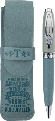 Produktbild von History & Heraldry Bamboo Persönlicher und individueller Kuli Kugelschreiber Stift mit Namen und Spruch Personalisiertes Etui Monogramm-Design persönliches Geschenk (Kuli T)
