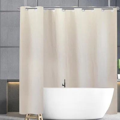 Produktbild von Famanu Duschvorhang 240 x 200 cm - Schwer, Wasserabweisend und Pflegeleicht - Beige Leinenoptik
