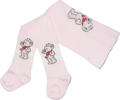 Produktbild von Kinderstrumpfhosen aus Baumwolle Teddy Rosa Größe 74
