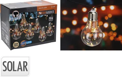 Image de Éclairage de fête solaire, 10 lampes blanc chaud, pour l'extérieur et l'intérieur