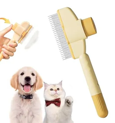 Produktbild von Activ Pet Bürste zum Auffangen von Haaren, Katzenbürste, Hundebürste, entfernt bis zu 95 % der abgestorbenen Haare, sanfte und effektive Fellpflege für alle Fellarten (gelb)