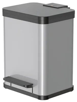 Produktbild von Hailo Öko uno Plus M Tret-Mülleimer - freistehender 17 Liter Abfallsammler aus Stahlblech für die Küche - Küchenabfalleimer mit soft close Deckel - Müllbehälter mit Fußpedal - Silber
