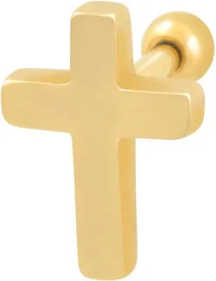 Produktbild von Ohrpiercing Chirurgenstahl Ohrpiercing KREUZ  Gold Stablänge: 6mm