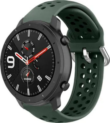Produktbild von Strap-it Xiaomi Amazfit GTR Silikonband mit Löchern (Armeegrün)