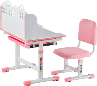 Immagine prodotto di SucceBuy sedia e scrivania da lavoro per bambini, regolabile in altezza con libreria e cassetto, rosa