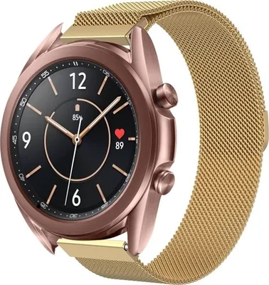 Produktbild von Strap-it Milanese Armband - Kompatibel mit Samsung Galaxy Watch Armband 42mm Edelstahl Armband mit Magnetverschluss - Ersatzarmband - Hochwertiges Material - für Smartwatch 20mm Armband Gold