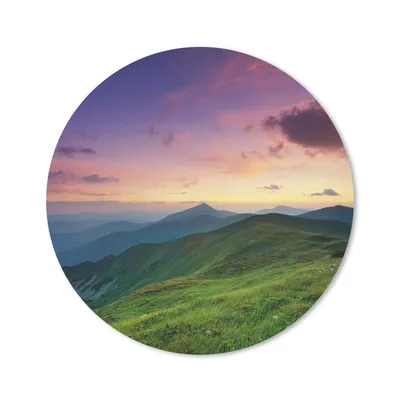 Produktbild von MuchoWow® Mauspad Mousepad Berg - Gras - Landschaft - Abend 30x30 cm - Mousepads - Maus Mat - Pad - Mausunterlage - Tischunterlage - Schreibtischmatten
