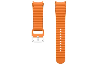Two orange watch bands are displayed against a white background.