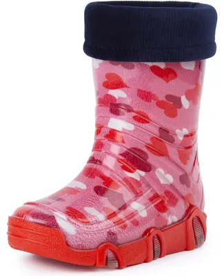 Produktbild von Ladeheid Kinder Mädchen Jungen Gummistiefel gefüttert Swk 03 (Rosa Herz, 31/32 EU)