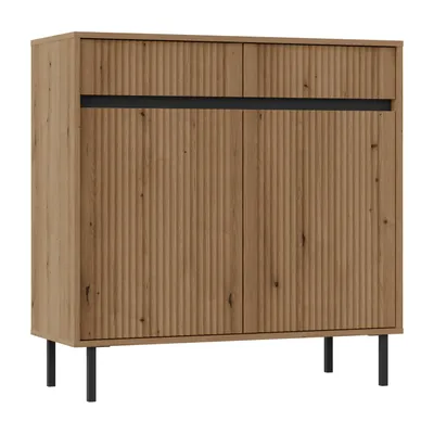 Produktbild von AX LIVING Sideboard Bodrum Kommode 2 Türen 2 Schubladen 100 cm Eiche Evoke