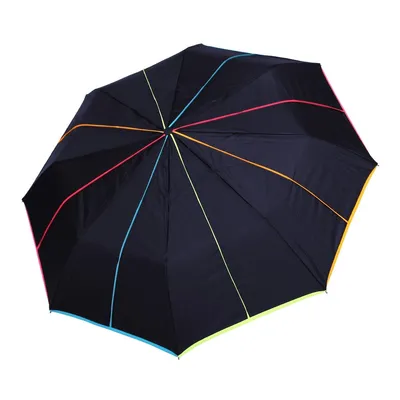 Produktbild von Regenschirm Minischirm Taschenregenschirm Damenschirm Leicht Dunkelblau Neon