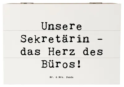 Produktbild von Mr. & Mrs. Panda Box Spruch Sekretärin Herz 22 x 15 cm - Weiß - Geschenk, Inspiration, Wertschätzung, Aufmerksamkeit, Geschenkbox, Bürohelfer Danke, fotobox, schmuckbox