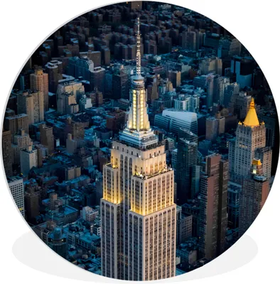 Produktbild von MuchoWow® Rundes Wandbild - Runde Bilder Luftaufnahme des Empire State Building Ø 60 cm Kreis Wanddekoration Kunststoff - Wandkreis - Wandschmuck - Wand Kreis - Das Schlafzimmer - Die Bilder - Wandmalerei - Kunst für das Haus - das Plastik