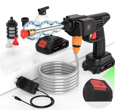 Produktbild von Akku Hochdruckreiniger - 21V Waschpistole für Auto - 200 W - 70 bar - Tragbare Wasserstrahlpistole - Mit 1 Akku