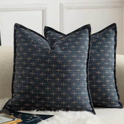 Produktbild von Kissenbezüge für Dekokissen Rustikal Lein Dunkelblau 45x45 cm 2er-Set