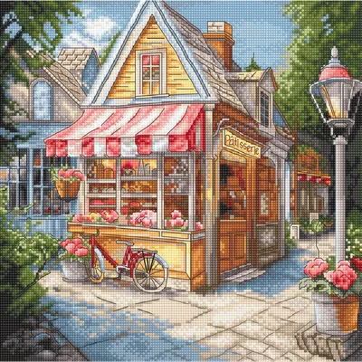 Imagen del producto de Letistitch, kit de bordado de punto de cruz "Confitería", con patrón de conteo, 24x24 cm