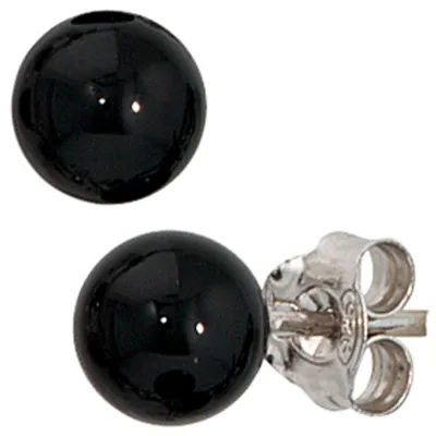 Produktbild von JOBO Ohrstecker 925 Sterling Silber 2 Onyxe rhodiniert Ohrringe